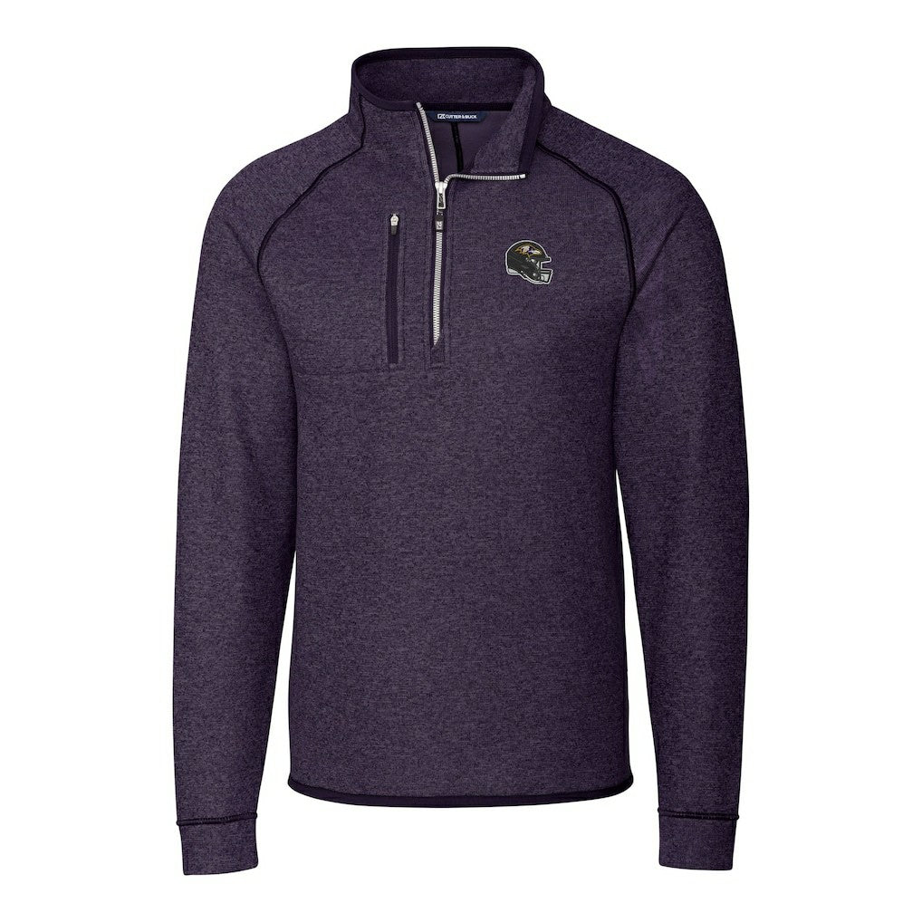 Baltimore Ravens Cutter & Buck Helmet Mainsail Sweater-Knit Half-Zip Pullover Jacket - Purple - NFL