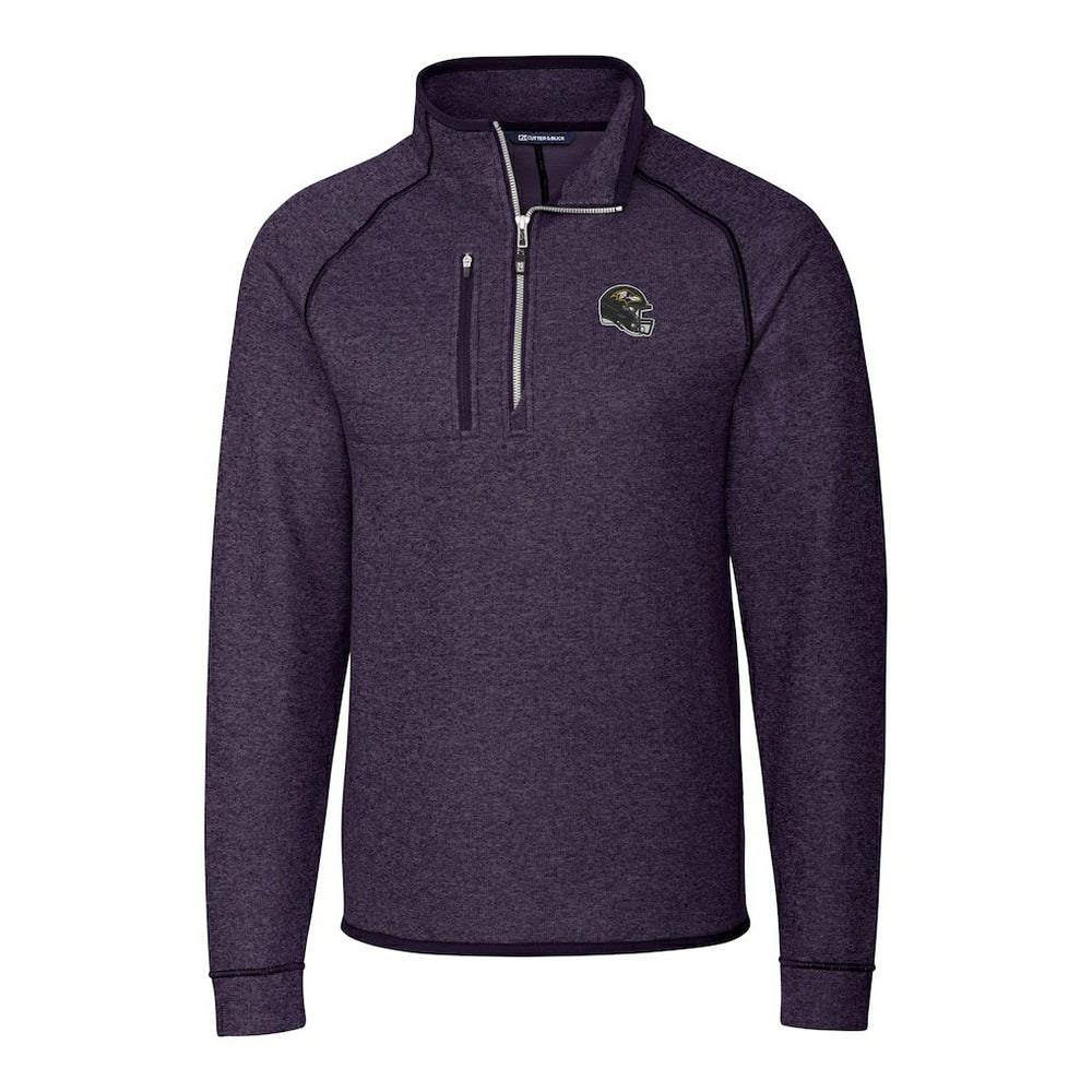 Baltimore Ravens Cutter & Buck Helmet Mainsail Sweater-Knit Half-Zip Pullover Jacket - Purple - NFL