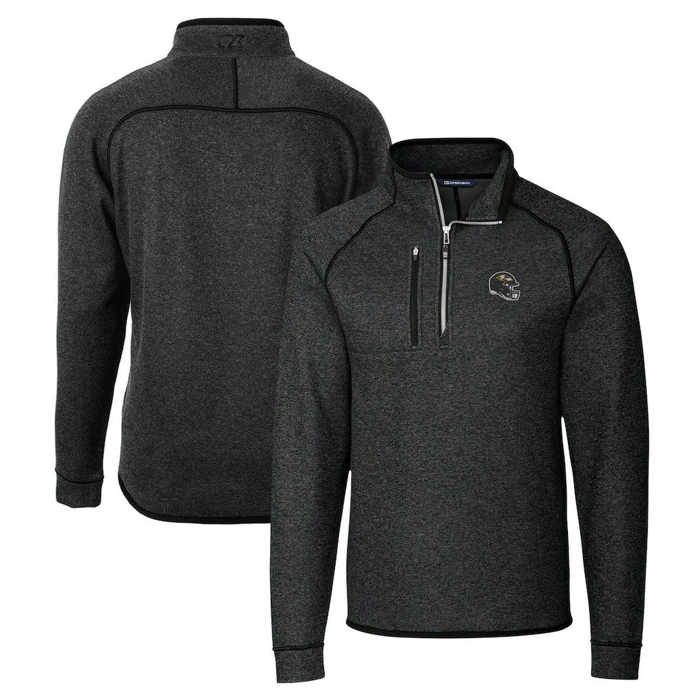 Baltimore Ravens Cutter & Buck Helmet Mainsail Sweater-Knit Half-Zip Pullover Jacket - Charcoal - NFL