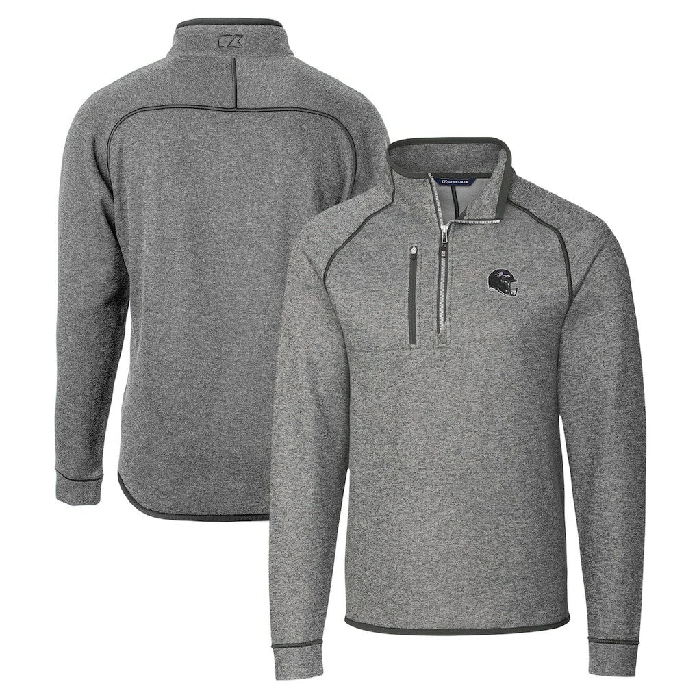 Baltimore Ravens Cutter & Buck Helmet Mainsail Sweater-Knit Half-Zip Pullover Jacket - Silver - NFL