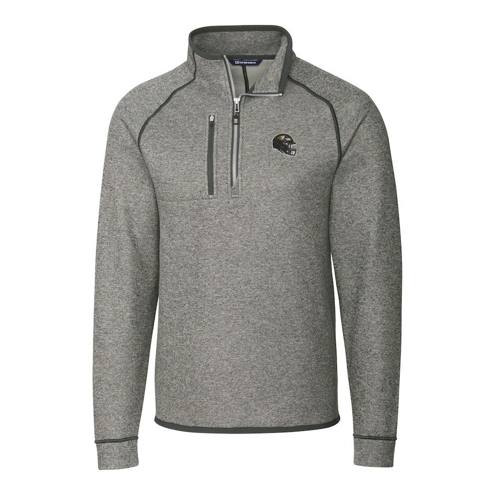 Baltimore Ravens Cutter & Buck Helmet Mainsail Sweater-Knit Half-Zip Pullover Jacket - Silver - NFL