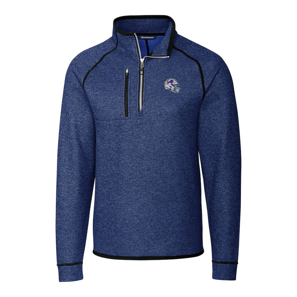 Buffalo Bills Cutter & Buck Helmet Mainsail Sweater-Knit Half-Zip Pullover Jacket - Blue - NFL