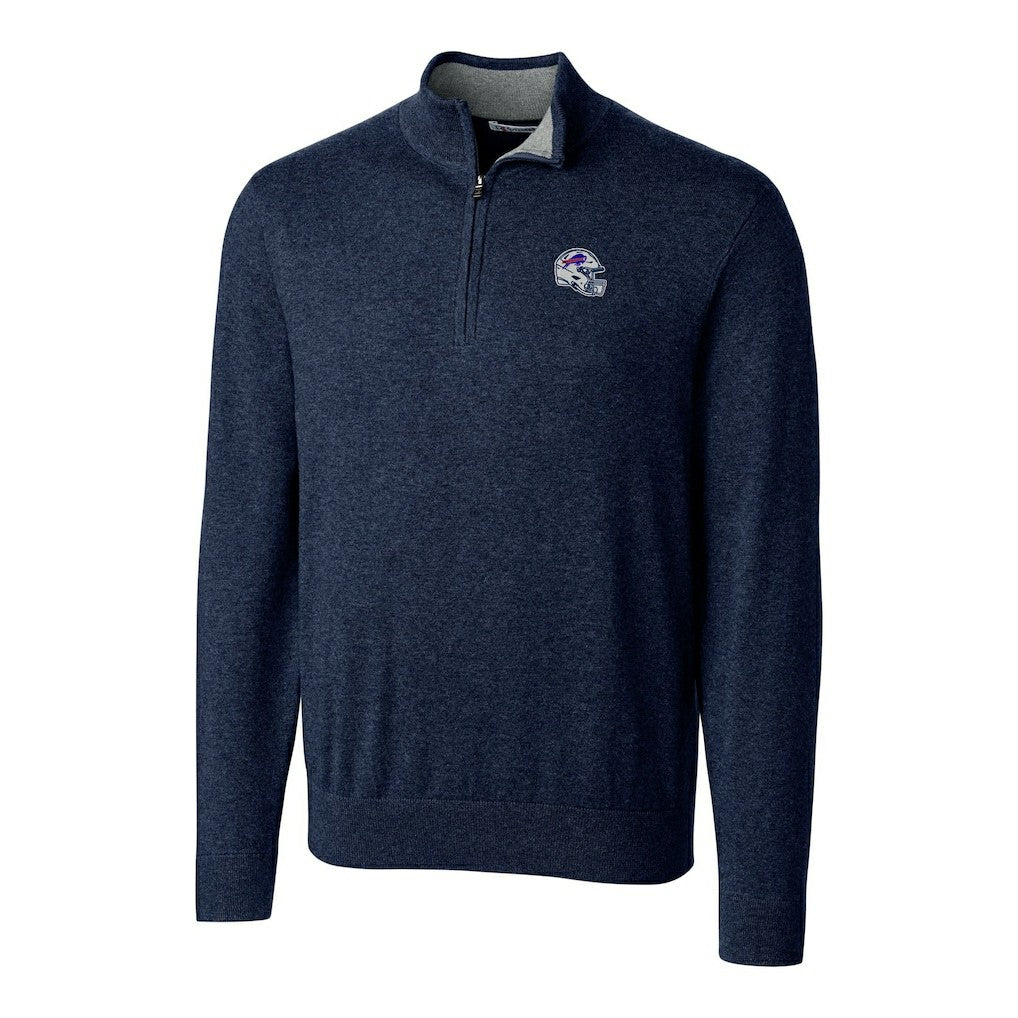 Buffalo Bills Cutter & Buck Helmet Lakemont Tri-Blend Quarter-Zip Pullover Sweater - Navy - NFL