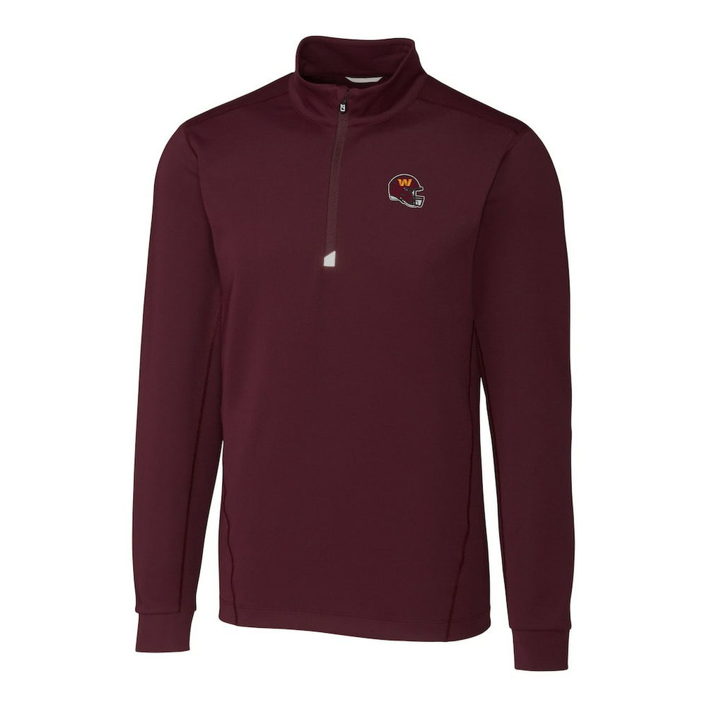 Washington Commanders Cutter & Buck Helmet Traverse Stretch Quarter-Zip Pullover Top - Burgundy - NFL