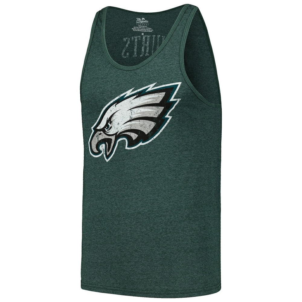 Jalen Hurts Philadelphia Eagles Majestic Threads Name & Number Tri-Blend Tank Top - Green - NFL