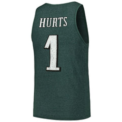 Jalen Hurts Philadelphia Eagles Majestic Threads Name & Number Tri-Blend Tank Top - Green - NFL