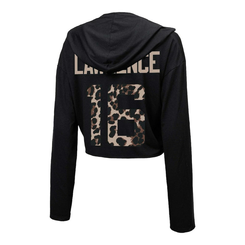 Trevor Lawrence Jacksonville Jaguars Majestic Threads Women's Leopard Player Name & Number Long Sleeve Cropped Hoodie - Black - NFL