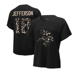 Justin Jefferson Minnesota Vikings Majestic Threads Women's Leopard Player Name & Number T-Shirt - Black - NFL
