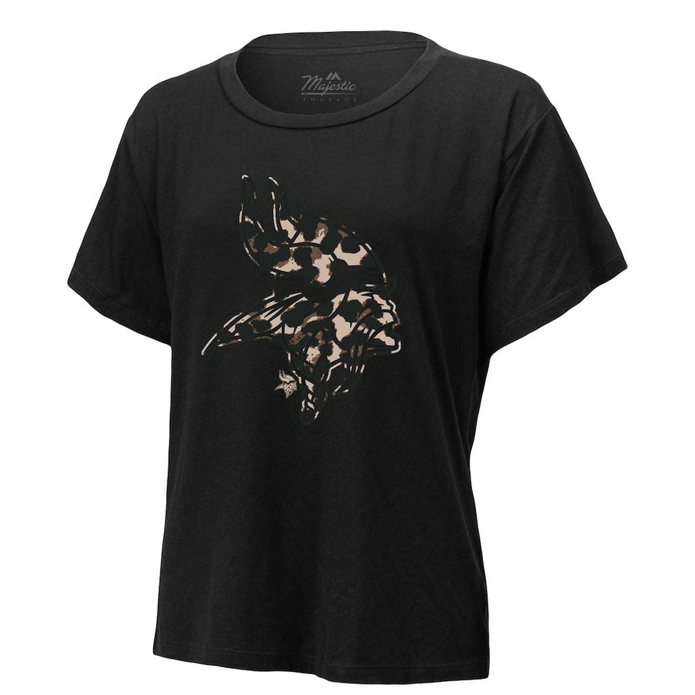 Justin Jefferson Minnesota Vikings Majestic Threads Women's Leopard Player Name & Number T-Shirt - Black - NFL