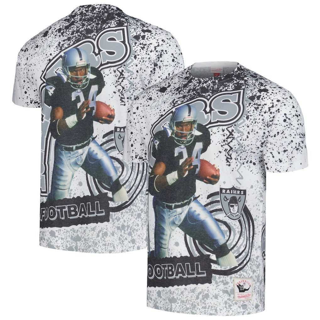 Bo Jackson Las Vegas Raiders Retired Player Name & Number Burst T-Shirt - White - Mitchell & Ness