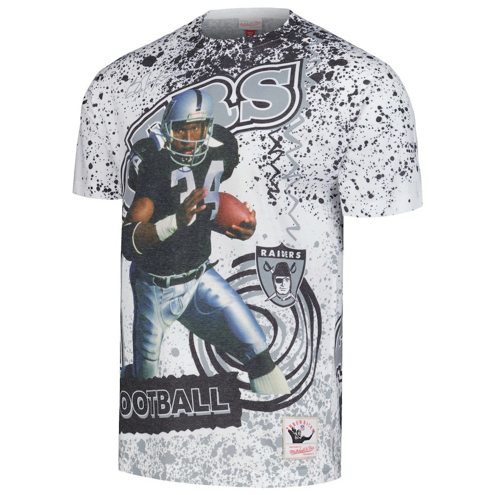 Bo Jackson Las Vegas Raiders Retired Player Name & Number Burst T-Shirt - White - Mitchell & Ness