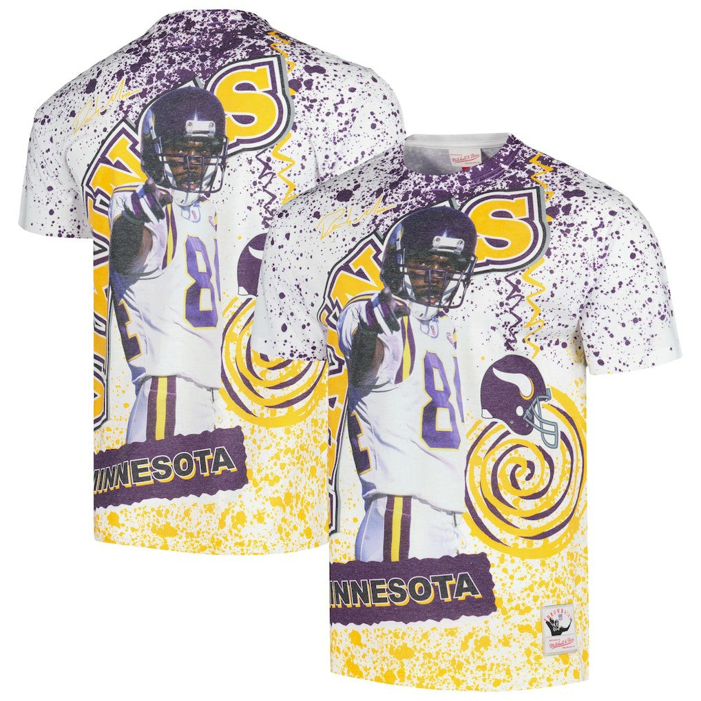 Randy Moss Minnesota Vikings Retired Player Name & Number Burst T-Shirt - White - Mitchell & Ness