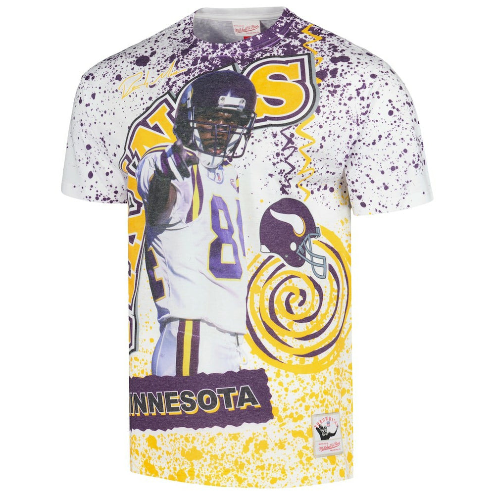 Randy Moss Minnesota Vikings Retired Player Name & Number Burst T-Shirt - White - Mitchell & Ness