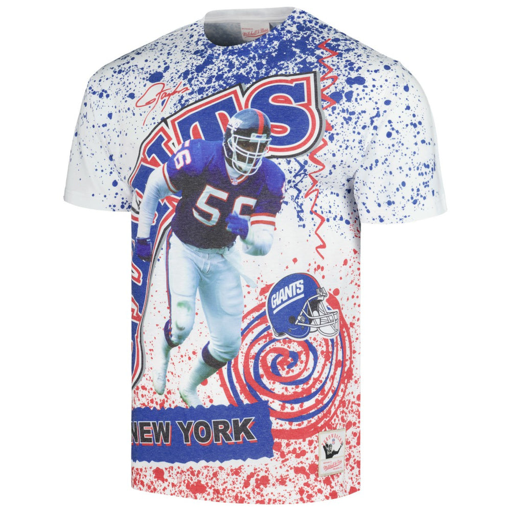 New York Giants Retired Player Name & Number Burst T-Shirt - White - Mitchell & Ness