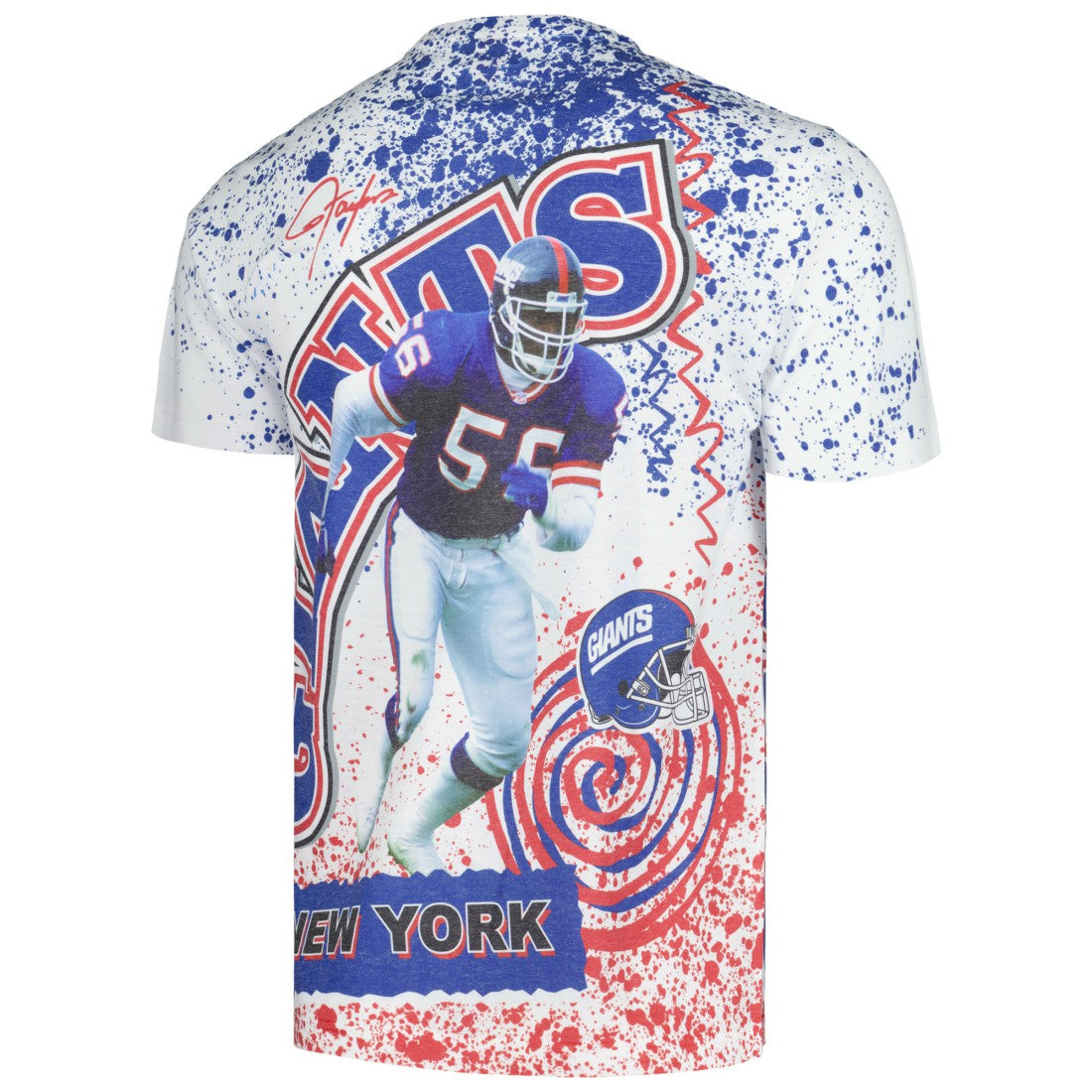 New York Giants Retired Player Name & Number Burst T-Shirt - White - Mitchell & Ness