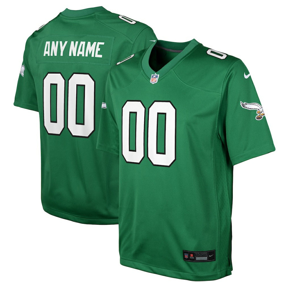 Philadelphia Eagles Youth Alternate Custom Game Jersey - Kelly Green - Nike
