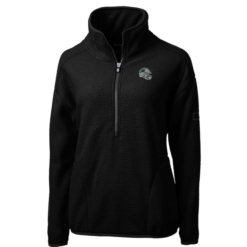Carolina Panthers Cutter & Buck Women's Helmet Logo Cascade Eco Sherpa Fleece Half-Zip Pullover Jacket - Black - NFL