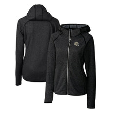 New Orleans Saints Cutter & Buck Women's Helmet Logo Mainsail Sweater-Knit Full-Zip Hoodie - Charcoal - NFL
