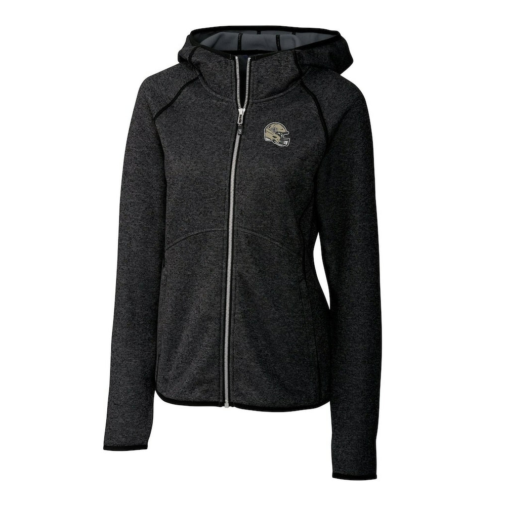 New Orleans Saints Cutter & Buck Women's Helmet Logo Mainsail Sweater-Knit Full-Zip Hoodie - Charcoal - NFL