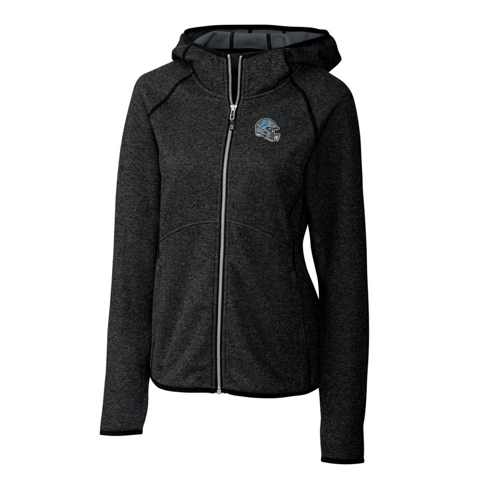 Detroit Lions Cutter & Buck Women's Helmet Logo Mainsail Sweater-Knit Full-Zip Hoodie - Charcoal - NFL