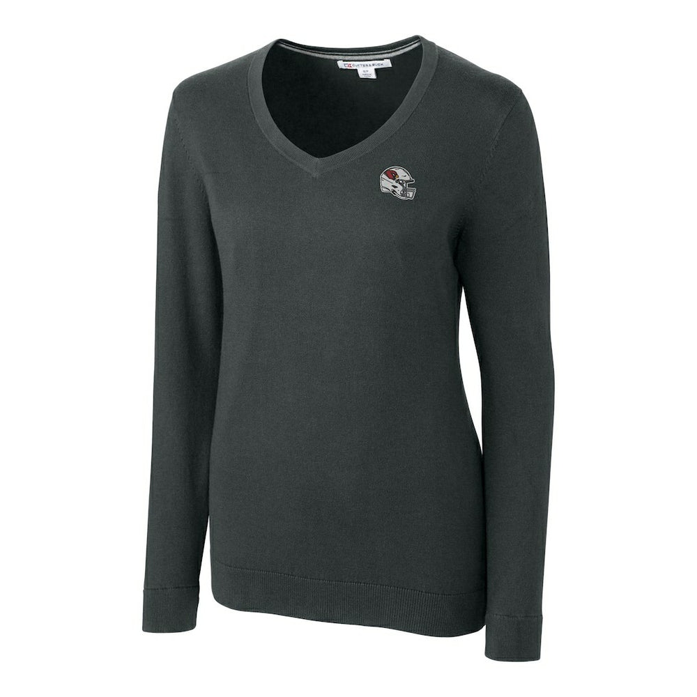 Arizona Cardinals Cutter & Buck Women's Helmet Logo Lakemont Tri-Blend V-Neck Pullover Sweater - Charcoal - NFL