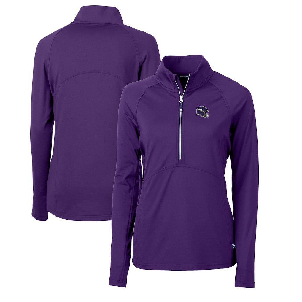 Minnesota Vikings Cutter & Buck Women's Helmet Logo Adapt Eco Knit Stretch Recycled Half-Zip Pullover Top - Purple - NFL