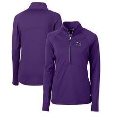 Minnesota Vikings Cutter & Buck Women's Helmet Logo Adapt Eco Knit Stretch Recycled Half-Zip Pullover Top - Purple - NFL