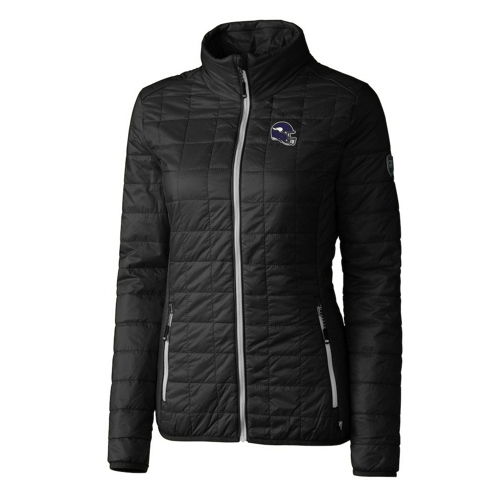 Minnesota Vikings Cutter & Buck Women's Helmet Logo Rainier PrimaLoft Eco Insulated Full-Zip Puffer Jacket - Black - NFL