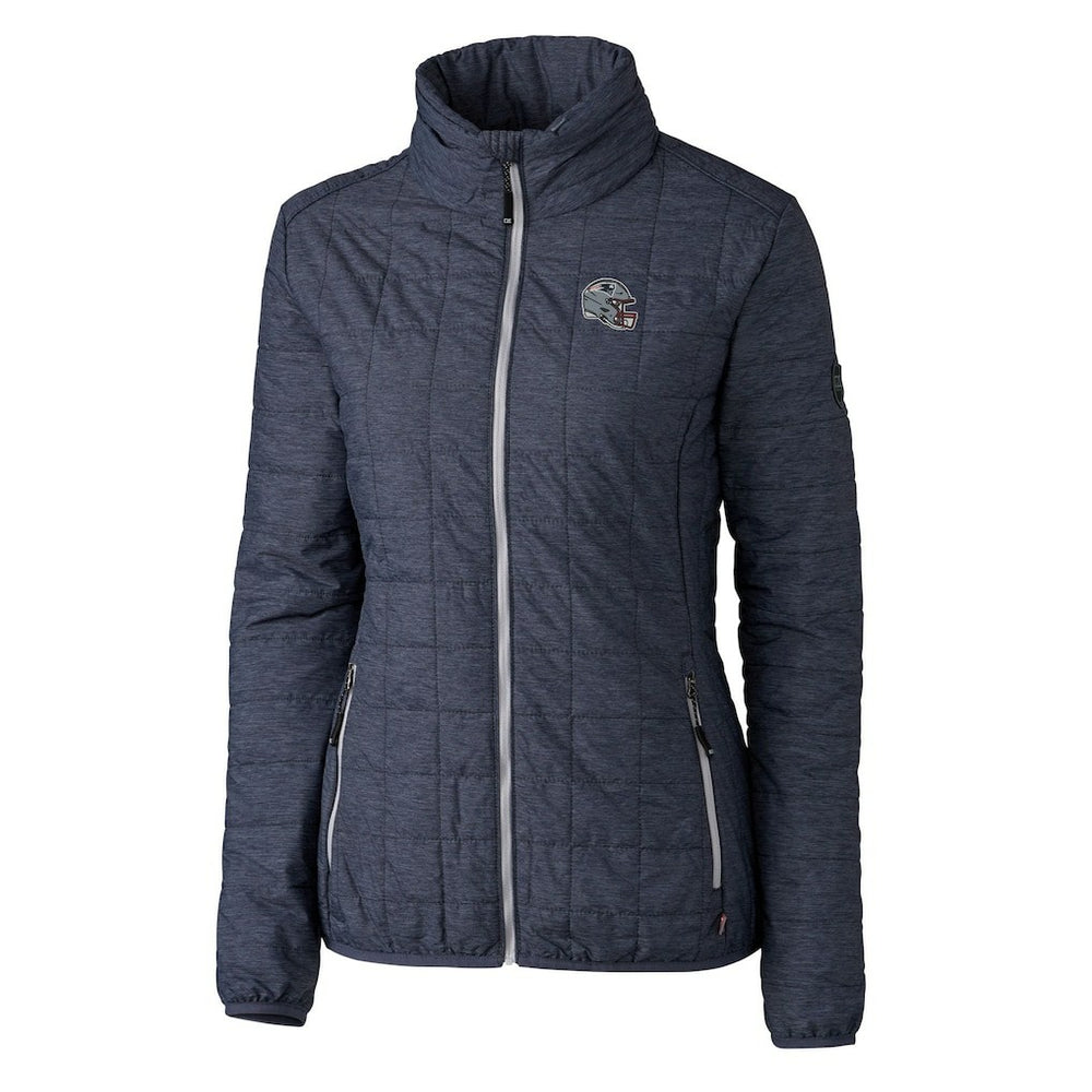 New England Patriots Cutter & Buck Women's Helmet Logo Rainier PrimaLoft Eco Insulated Full-Zip Puffer Jacket - Heather Navy - NFL