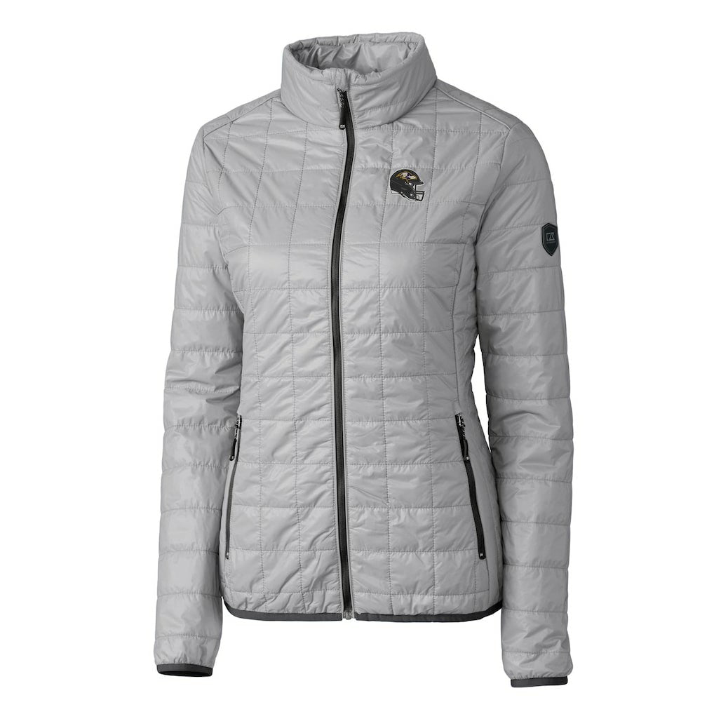Baltimore Ravens Cutter & Buck Women's Helmet Logo Rainier PrimaLoft Eco Insulated Full-Zip Puffer Jacket - Gray - NFL