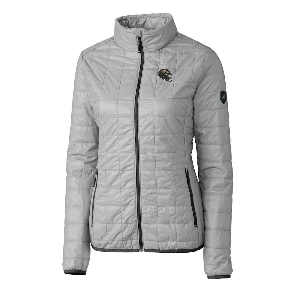 Baltimore Ravens Cutter & Buck Women's Helmet Logo Rainier PrimaLoft Eco Insulated Full-Zip Puffer Jacket - Gray - NFL