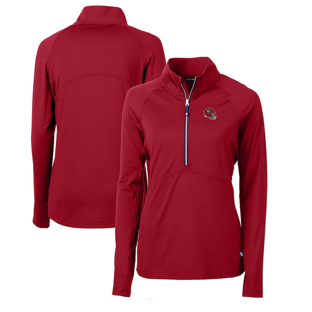Kansas City Chiefs Cutter & Buck Women's Helmet Logo Adapt Eco Knit Stretch Recycled Half-Zip Pullover Top - Red - NFL