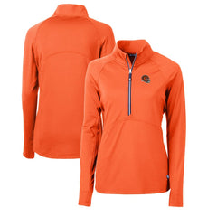 Cincinnati Bengals Cutter & Buck Women's Helmet Logo Adapt Eco Knit Stretch Recycled Half-Zip Pullover Top - Orange - NFL