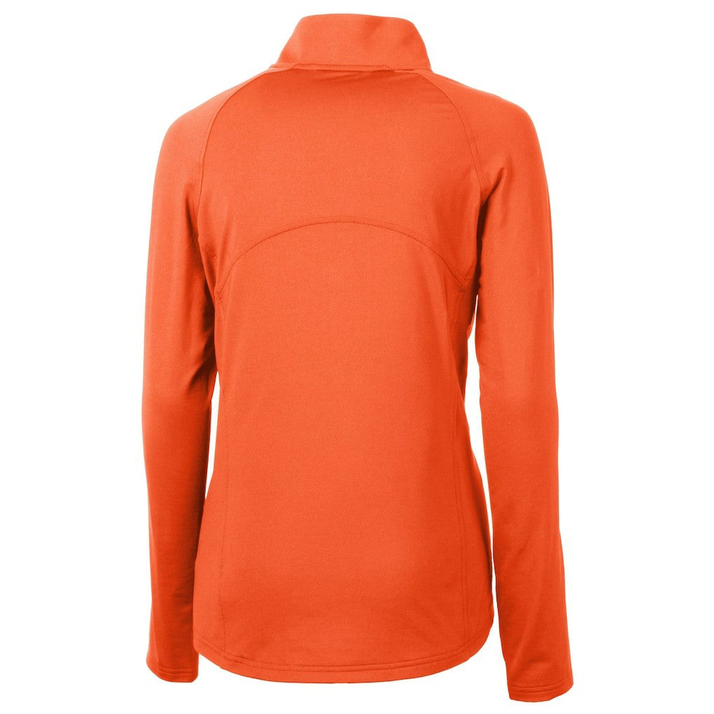 Cincinnati Bengals Cutter & Buck Women's Helmet Logo Adapt Eco Knit Stretch Recycled Half-Zip Pullover Top - Orange - NFL