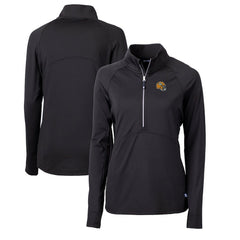 Green Bay Packers Cutter & Buck Women's Helmet Logo Adapt Eco Knit Stretch Recycled Half-Zip Pullover Top - Black - NFL