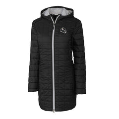 Pittsburgh Steelers Cutter & Buck Women's Helmet Logo Rainier Primaloft Eco Insulated Hooded Long Coat - Black - NFL