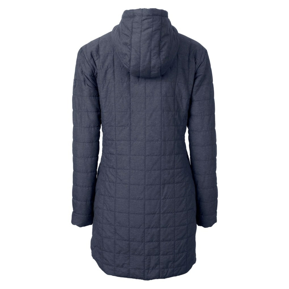 Denver Broncos Cutter & Buck Women's Helmet Logo Rainier Primaloft Eco Insulated Hooded Long Coat - Heather Navy - NFL