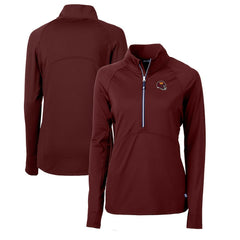Washington Commanders Cutter & Buck Women's Helmet Logo Adapt Eco Knit Stretch Recycled Half-Zip Pullover Top - Burgundy - NFL