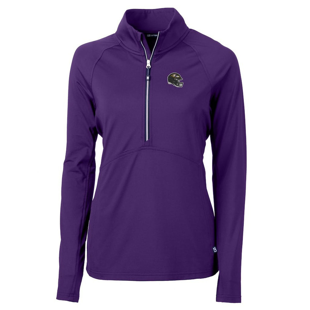 Baltimore Ravens Cutter & Buck Women's Helmet Logo Adapt Eco Knit Stretch Recycled Half-Zip Pullover Top - Purple - NFL