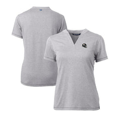 Pittsburgh Steelers Cutter & Buck Women's Helmet Logo DryTec Forge Stretch V-Neck Blade Top - Heather Gray - NFL