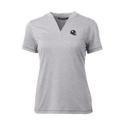 Pittsburgh Steelers Cutter & Buck Women's Helmet Logo DryTec Forge Stretch V-Neck Blade Top - Heather Gray - NFL