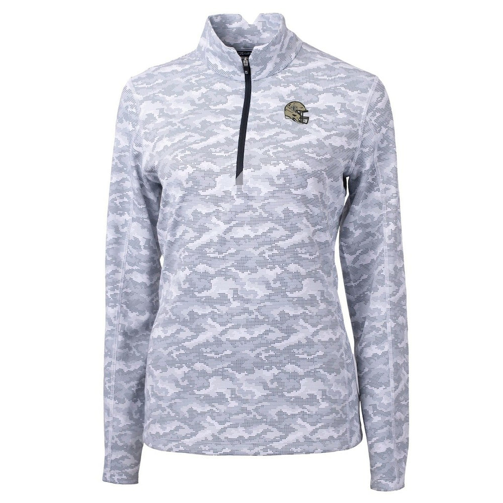 New Orleans Saints Cutter & Buck Women's Helmet Logo Traverse Camo Print Stretch Quarter-Zip Pullover Top - Charcoal - NFL