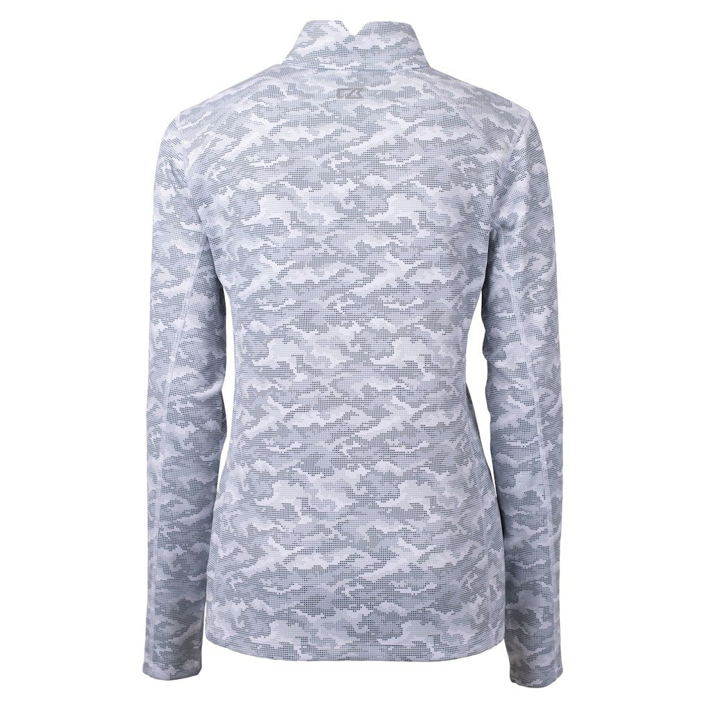 New Orleans Saints Cutter & Buck Women's Helmet Logo Traverse Camo Print Stretch Quarter-Zip Pullover Top - Charcoal - NFL