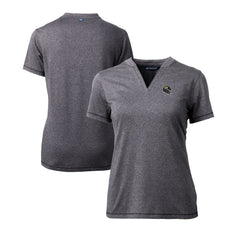 Jacksonville Jaguars Cutter & Buck Women's Helmet Logo DryTec Forge Stretch V-Neck Blade Top - Heather Charcoal - NFL