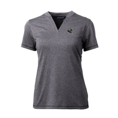 Jacksonville Jaguars Cutter & Buck Women's Helmet Logo DryTec Forge Stretch V-Neck Blade Top - Heather Charcoal - NFL