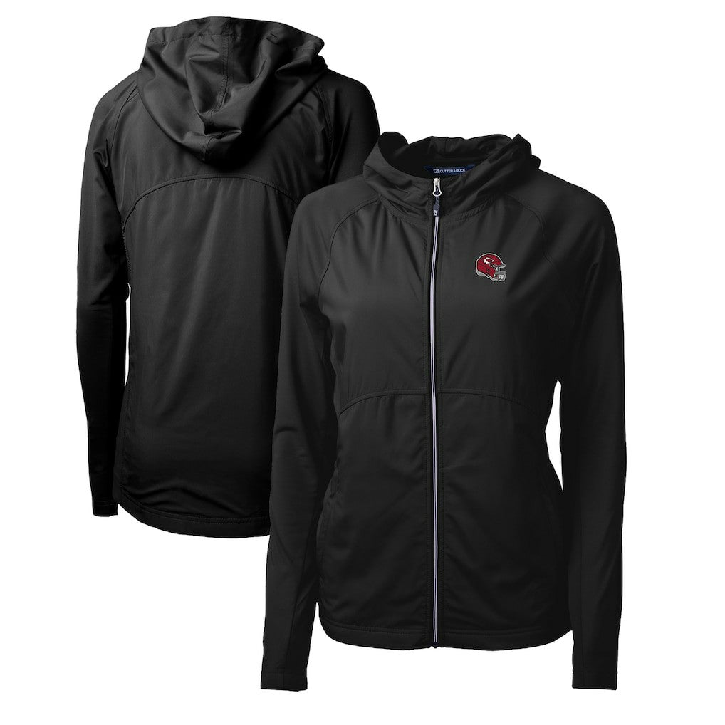 Kansas City Chiefs Cutter & Buck Women's Helmet Logo Adapt Eco Knit Hybrid Recycled Full-Zip Hoodie - Black - NFL