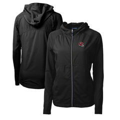 Kansas City Chiefs Cutter & Buck Women's Helmet Logo Adapt Eco Knit Hybrid Recycled Full-Zip Hoodie - Black - NFL