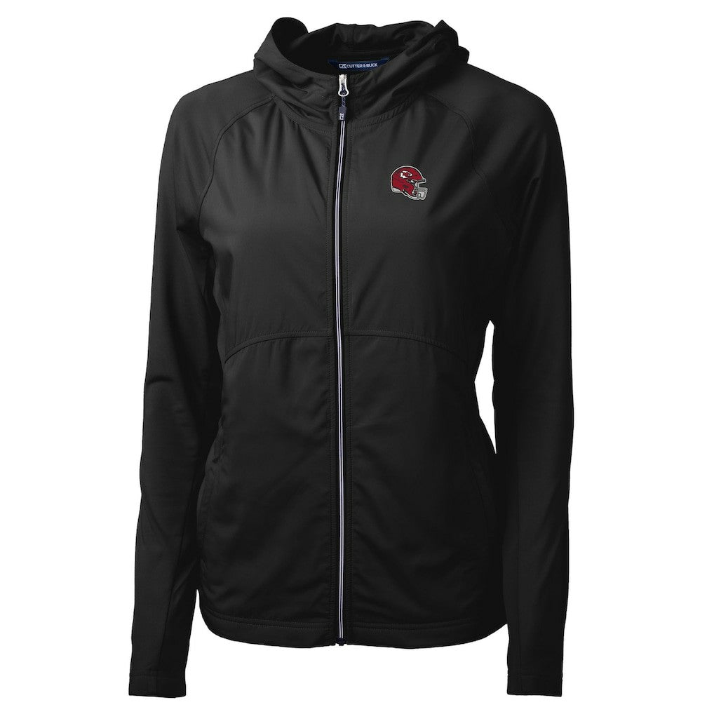 Kansas City Chiefs Cutter & Buck Women's Helmet Logo Adapt Eco Knit Hybrid Recycled Full-Zip Hoodie - Black - NFL