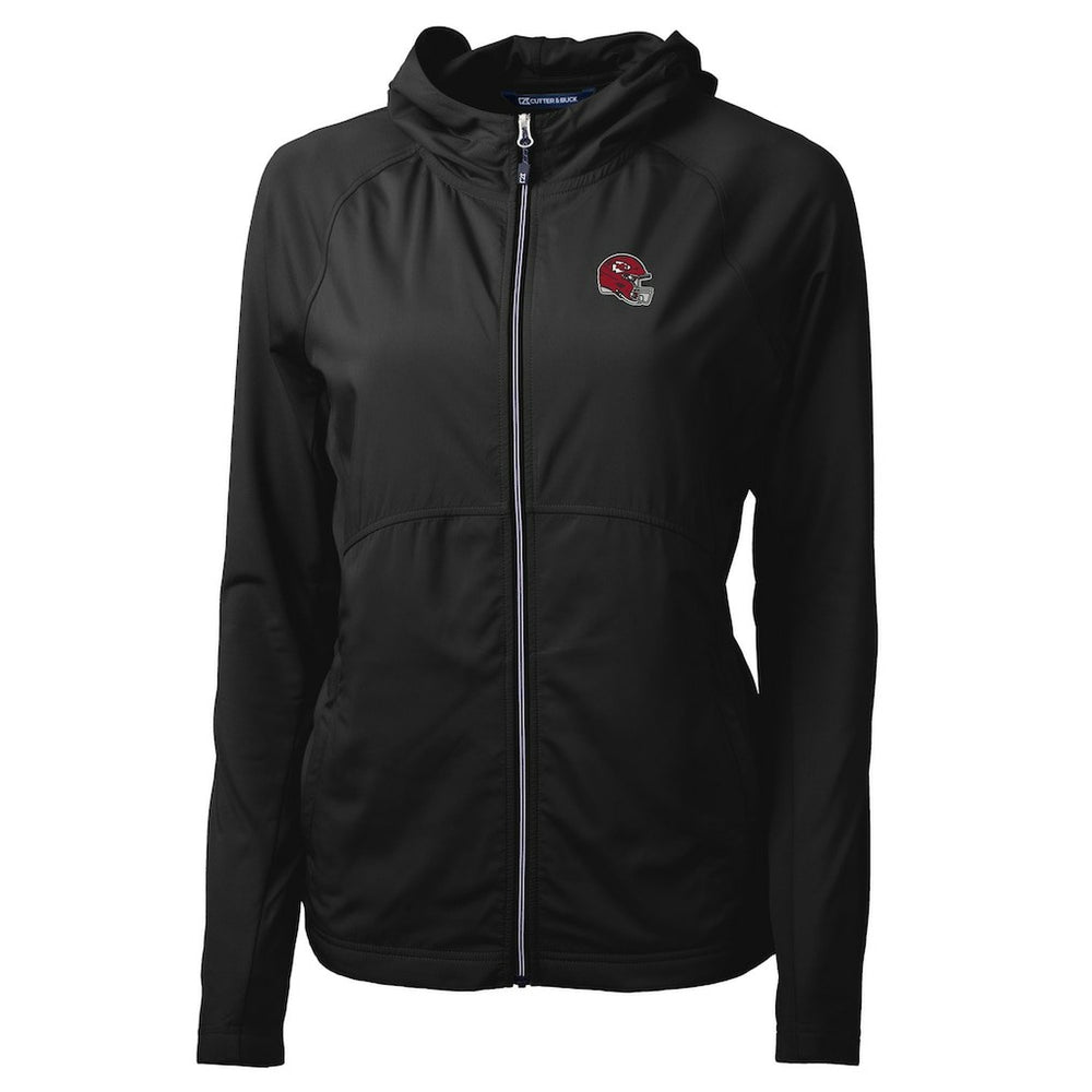 Kansas City Chiefs Cutter & Buck Women's Helmet Logo Adapt Eco Knit Hybrid Recycled Full-Zip Hoodie - Black - NFL