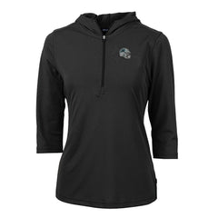 Carolina Panthers Cutter & Buck Women's Helmet Logo DryTec Virtue Eco Pique Recycled 3/4-Sleeve Half-Zip Pullover Hoodie - Black - NFL